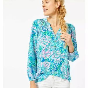 Lilly Pulitzer Elsa Top in Multi Full Bloom